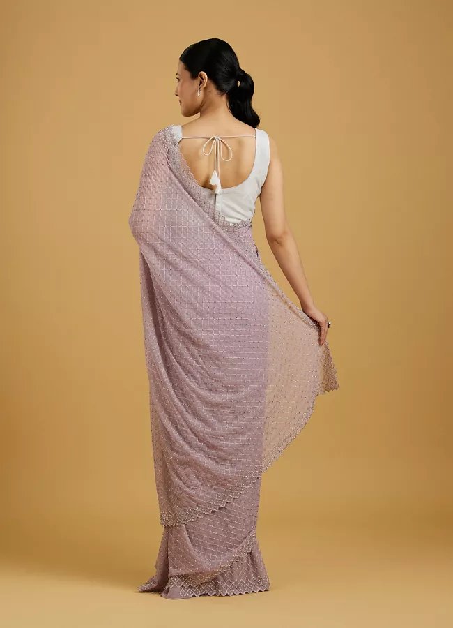 Dazzling Purple Georgette Saree - Image 4